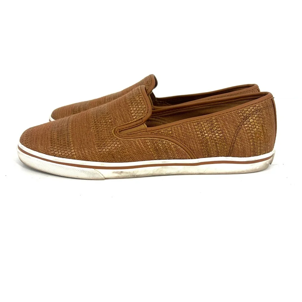 Lauren Ralph Lauren Janis Tan Woven Slip On‎ Loafer Flats Women's Size 9B